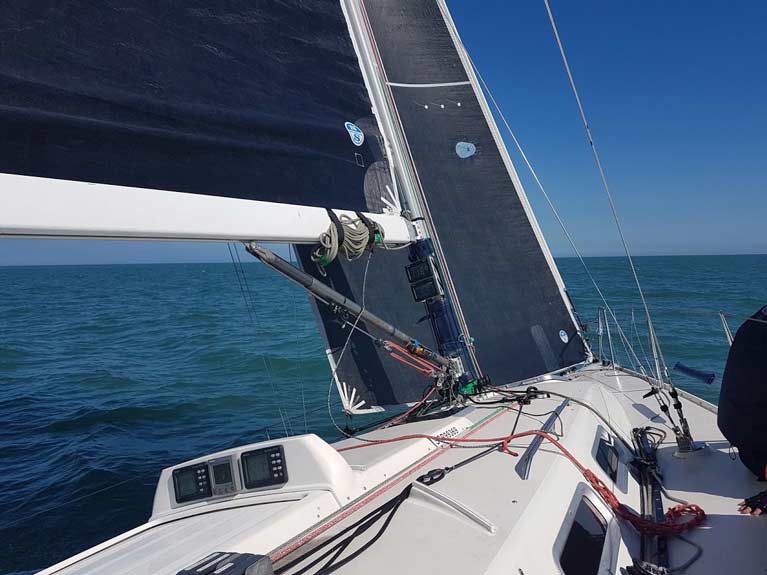 Aboard White Mischief flying her 3Di Main and Code 2 Jib Pic Maurice OConnell North Sails Ireland