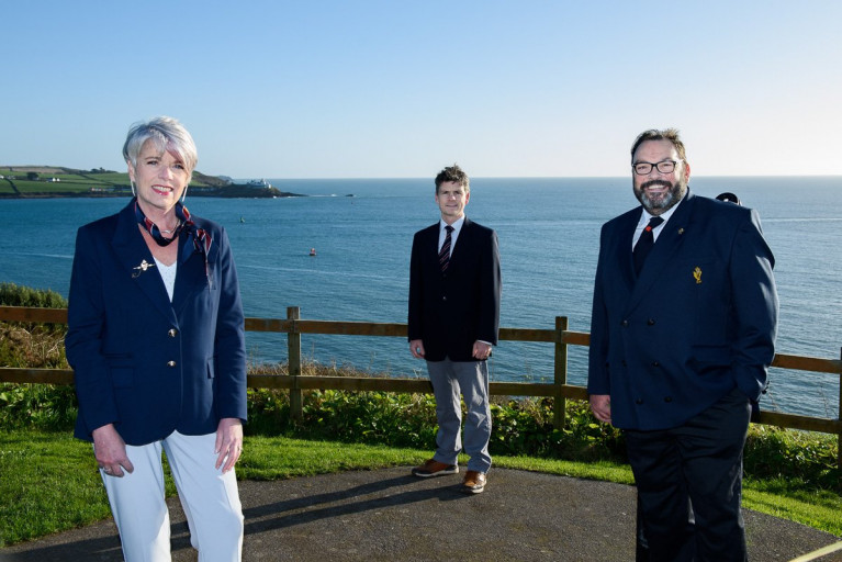 Cork Week Chairpersons appointed - Annamarie Fegan and Ross Deasy (centre) are pictured here with Admiral of the Royal Cork Yacht Club, Colin Morehead, at Weaver’s Point, Crosshaven