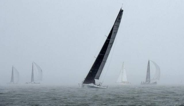 Otra Vez Poor visibility and torrential rain for day two of the RORC IRC National Championship. Rick Tomlinson captures William Coates' Ker 43 Custom, Otra Vez in eerie conditions