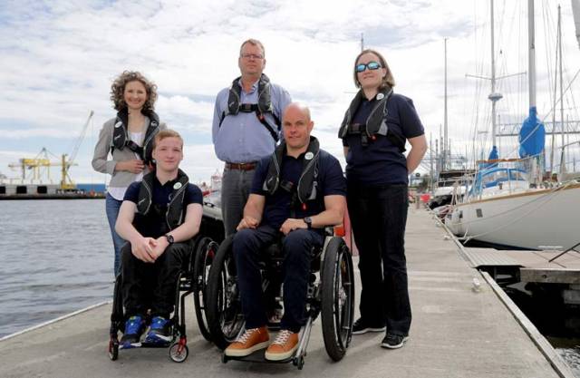 Pictured at today's launch at Poolbeg Yacht and Boat Club are (L-R) Johanne Murphy, ISA Inclusion Games Officer, Harry Hermon, CEO ISA, Nadine Lattimore, Oisin Putt and Mark Pollock